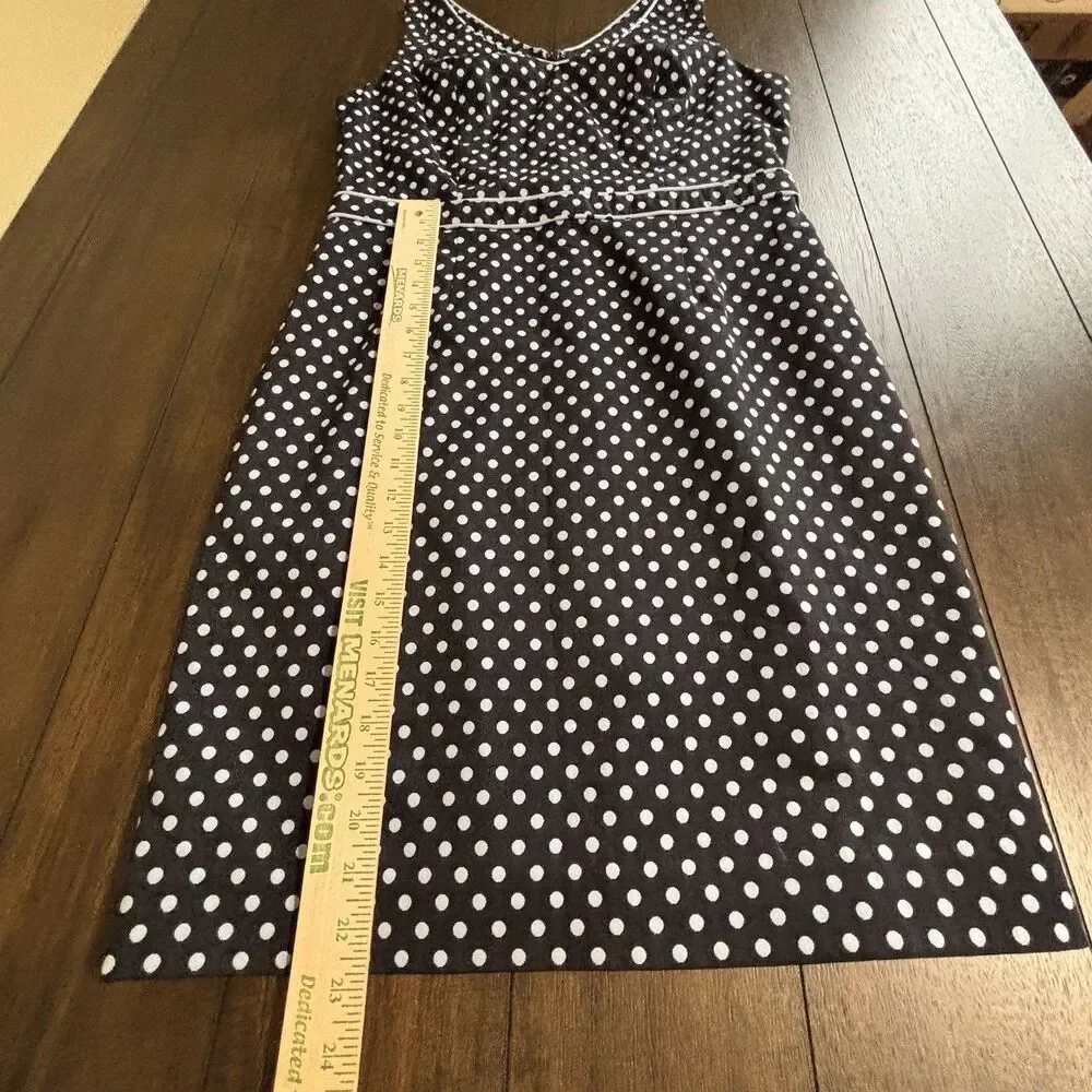 The Limited Dress Womens Size 12 Black Blue Polka Dot Zip Back Sleeveless Pencil